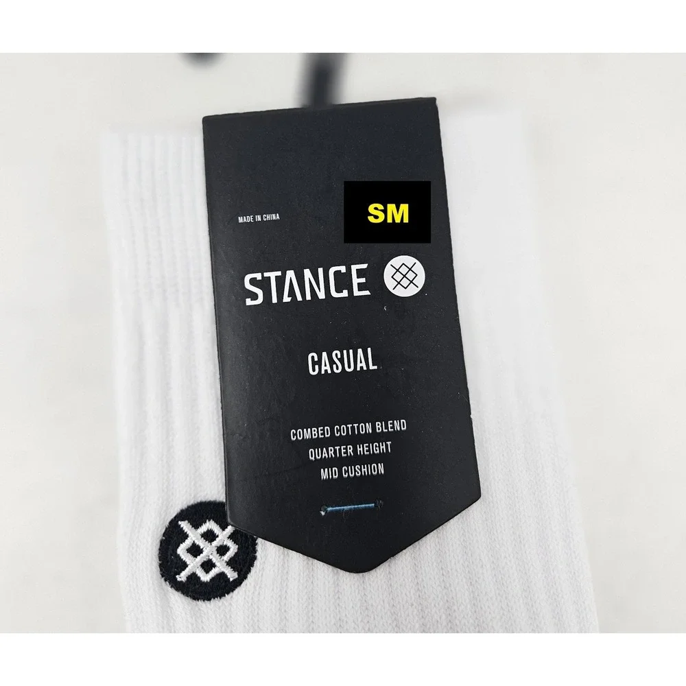 Stance Icon Cotton Quarter Socks White Men's SM (3-5.5) 1 Pair MISLABELED, NEW